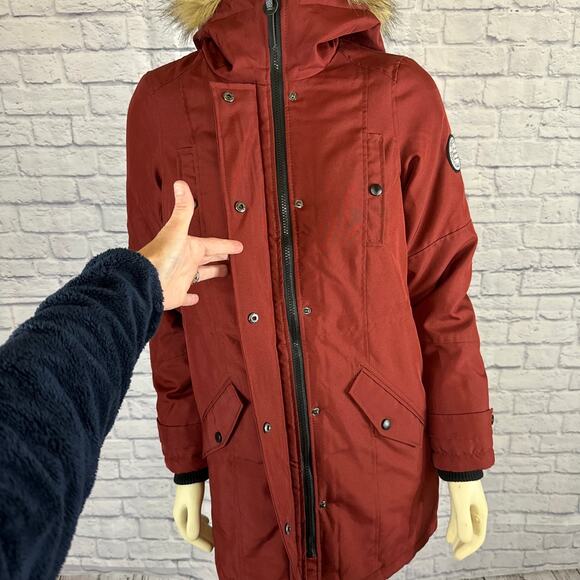 Vera Moda Parka, Faux Fur Collar Excursion Expedition Parka, fire red size XS - Picture 11 of 13